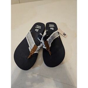 SO Bloomfield Jean Woman's Flip Flops Size 9 Blue/white Denim Straps NWT (S144